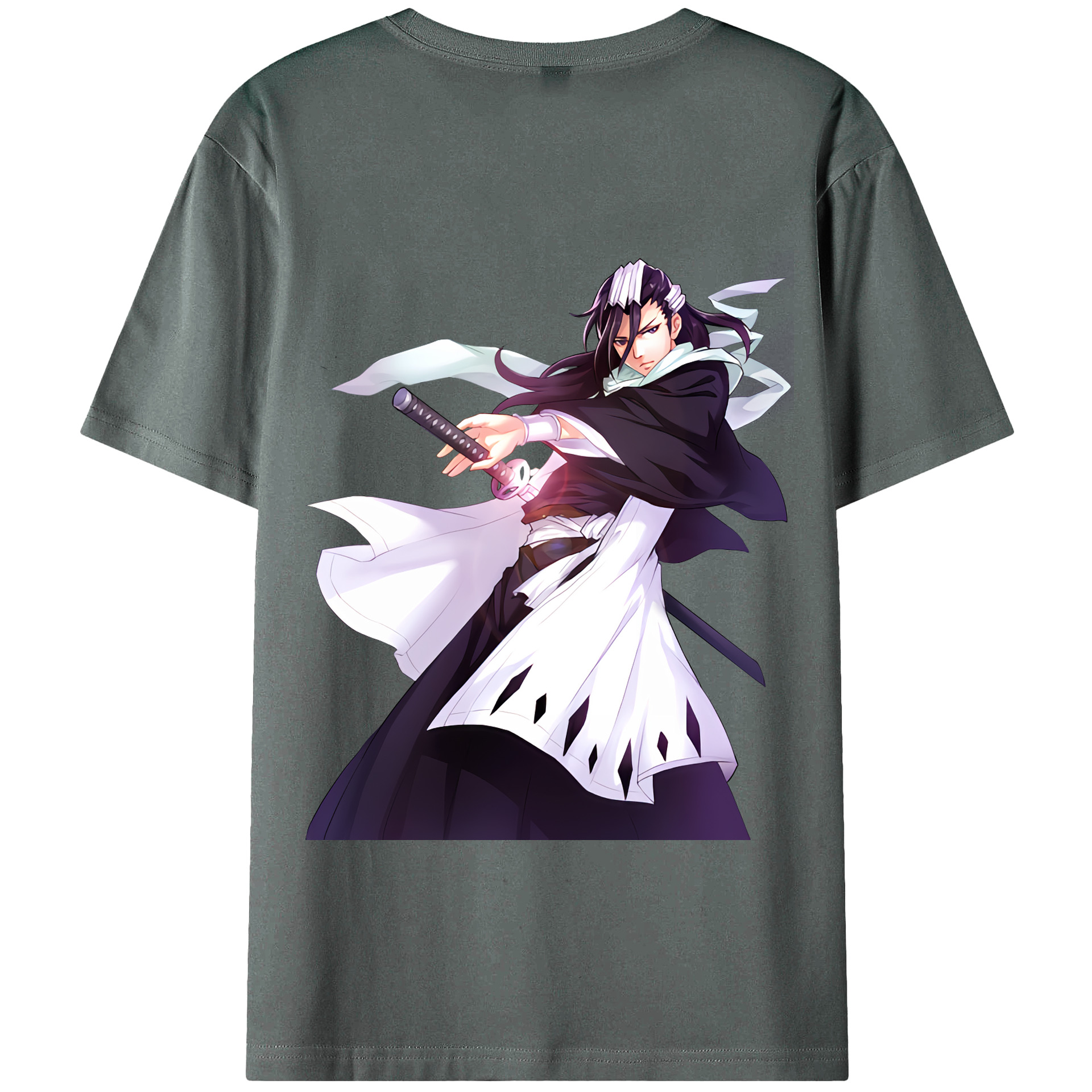 （画像用） ブリーチ くちき びゃくや BLEACH Kuchiki Byakuya 綿100％ メンズ半袖Tシャツ（バックプリント） 通気性